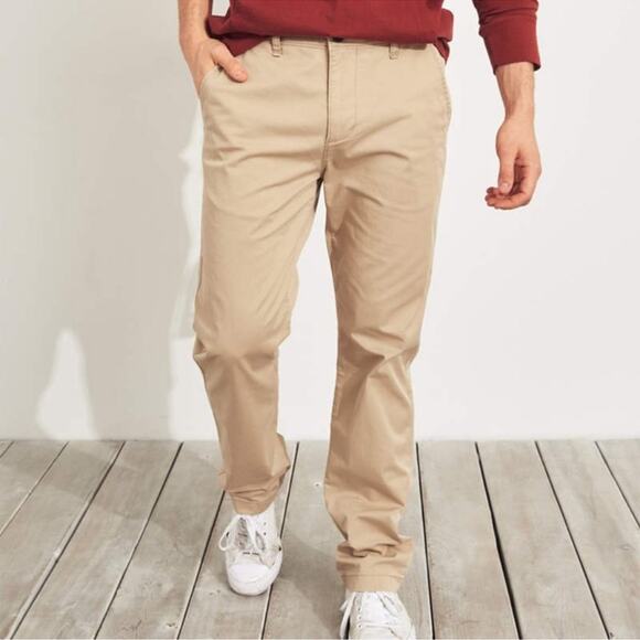 Hollister Epic Flex Slim Straight Chino Pants 30x30 Tan Khaki NWT - Picture 1 of 12
